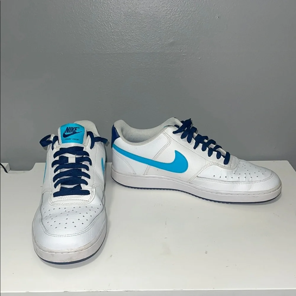 Nike Court Vision Low White‎ Laser Blue Navy Sneakers DM1187-100 Mens 10.5